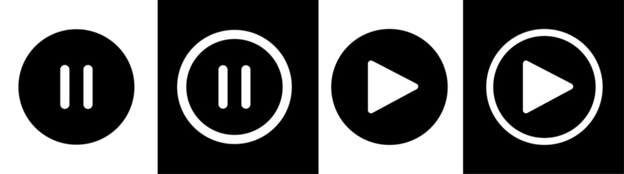 Play button icon vector set. music video start sign.