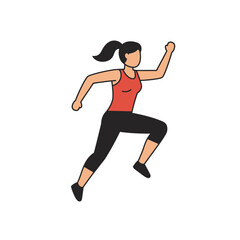 Fototapeta premium Dynamic Strides: This illustration depicts a woman in activewear in a vibrant graphic, celebrating the energy of fitness, where movement meets visual appeal.