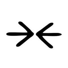 Horizontal Inward Arrows Hand Drawn Doodle