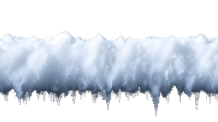  line of ice hanging from cold surface  isolated on white background