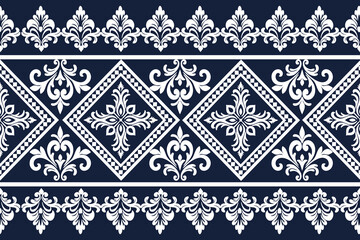 Obraz premium Full-length, seamless floral pattern, black and white, designed for decorating backgrounds, fabrics, clothing.