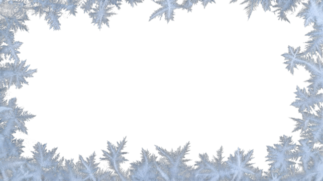  frame crafted from delicate frost crystals border  isolated on white background
