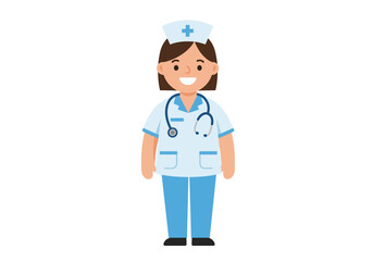 Cartoon Nurse with Stethoscope and Uniform Illustration