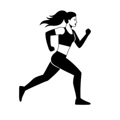 Dynamic Runner: A dynamic illustration of a woman in motion, capturing the essence of speed, fitness, and determination, perfect for conveying themes of health and athleticism.