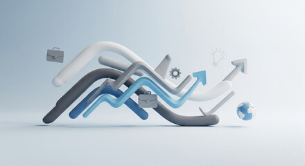 Abstract Business Growth and Innovation with Global Strategy Icons