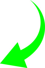 Bright Green Curved Arrow Downward Motion Graphic