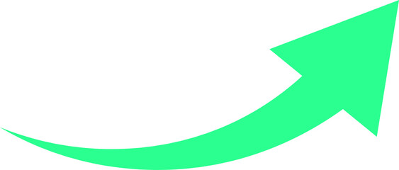 Bright Green Curving Arrow: Upward Growth 