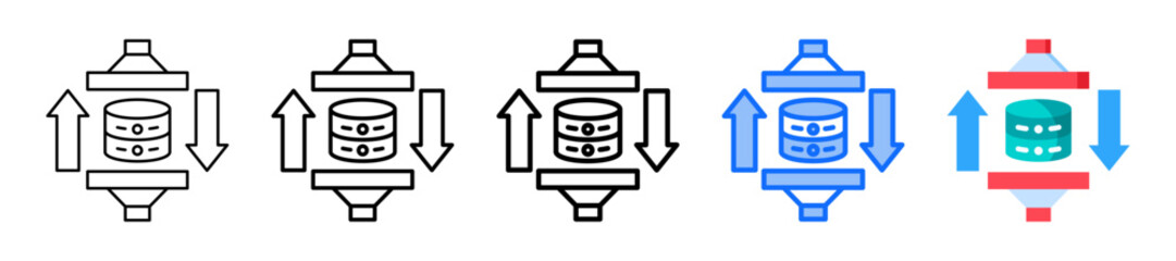 Data Compression Icon In 5 Different Styles Set Collection