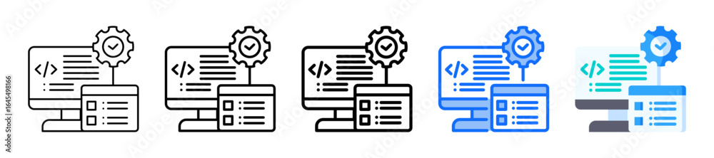 Wall mural software development icon in 5 different styles set collection