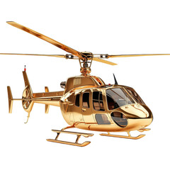 Gold Helicopter Luxury Air Travel Flight Riches, isolated on a transparent background