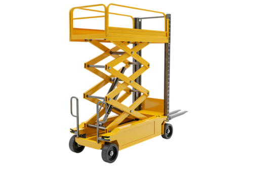 Electric Scissor Lift Powerful Portable Work Platform for Construction  Industrial Use isolated on transparent background