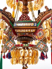Fototapeta premium Ornate Moroccan Chandelier with Intricate Details and Golden Shells