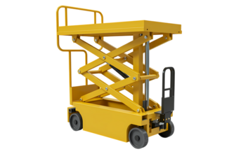 Electric Scissor Lift Mobile Work Platform for Efficient Lifting isolated on transparent background
