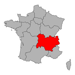 Obraz premium Auvergne Rhone Alps of France map symbol shape, travel web flat concept icon symbol vector .