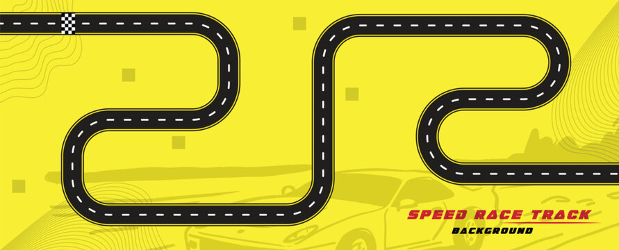 Creative vector illusion of race track isolated on yellow background