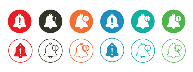 Colorful Notification Alert Bell Icons Vector Set