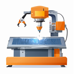Fototapeta premium Robotic Arm Welding Machine Industrial Automation in Action, Illustration of Precision Manufacturing