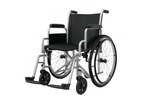 Empty wheelchair on transparent background representing disability and accessibility
