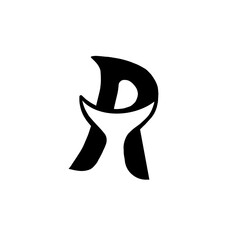 initial letter r with fish tail monogram logo