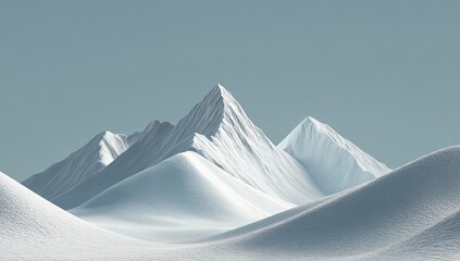 Snowy mountain range under a clear sky, winter landscape, serene scene, ideal for travel or nature brochures