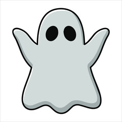 Vector art of cute cartoon ghost isolated on white background for halloween