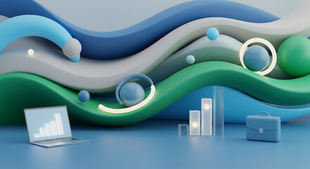 Abstract Business Growth and Digital Data Visualization