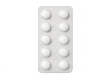 White pills blister pack on transparent background