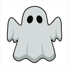 Vector art of simple cartoon ghost isolated on white background for halloween design