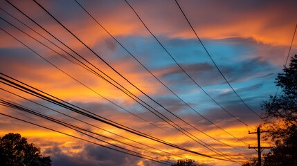 Sunset hues and power lines.