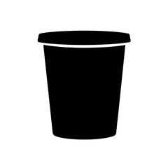 A trash bin icon in black silhouette, white background
