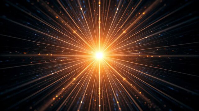 Radiant Burst of Light with Glowing Particles Creates Dynamic Cosmic Energy and Explosive Effect in Mesmerizing Display