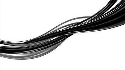 Abstract flowing lines in black and gray against a white background.