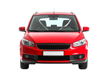 Red Family Car with Safety Belt Symbol, Isolated on Transparent Background
