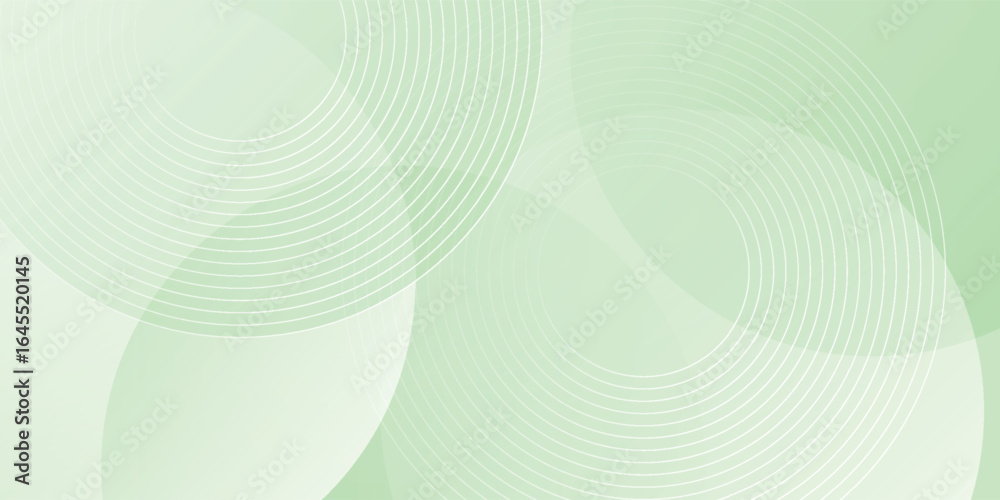 Wall mural minimalist soft abstract background in gradient green and white tones with circles. circle effect st