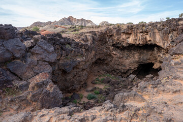 View of colorful rocks in Snow Canyon State Park, Lava Flow Trail, St. George, Utah, USA.	
