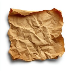 Obraz premium Crumpled Brown Paper Sheet Isolated on White texture