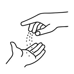 Obraz premium Hands sprinkling seeds from one palm to another , Ideal for gardening projects and agronomy education