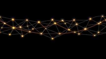 Golden Lights Network Abstract Festive Background with Glowing Connections Particle Bokeh