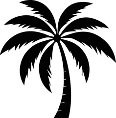 Fototapeta premium Black Silhouette of Single Tropical Palm Tree – Minimal Exotic Nature Design on White Background