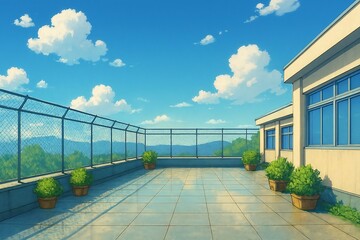 Obraz premium Business architecture with glass office buildings reflecting the city skyline and park on a sunny day