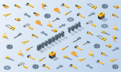 Mechanic tool isometric background vector design