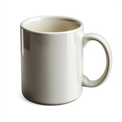 Light Beige Ceramic Mug With Handle Isolated image