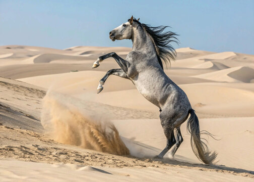 Picture presenting the galloping white horse