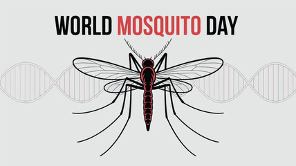 World Mosquito Day with Mosquito and DNA Helix Graphic