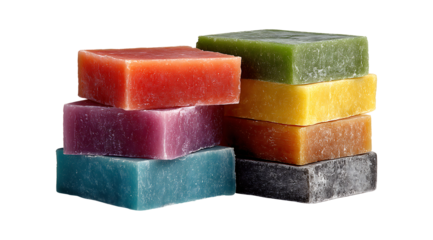 Authentic Handmade Soap with Multiple Colors, isolated on transparent background, PNG