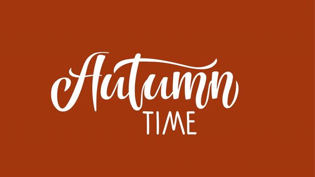  Autumn Time calligraphy lettering with falling leaf doodle sketch video. Natural animations about autumn, Thanksgiving day. Autumn script font and leaf. Red falling Leaf. Autumn season animation