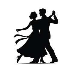 Elegant silhouette of a couple dancing together