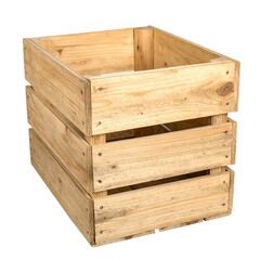  Old weathered wooden crate box isolated on white and transparent background