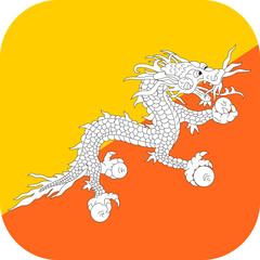 Bhutan Flag Rounded Square Icon