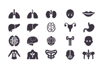 Obraz premium Human Organs Icon Set. Vector Medical Anatomy Symbols for Healthcare and Biology